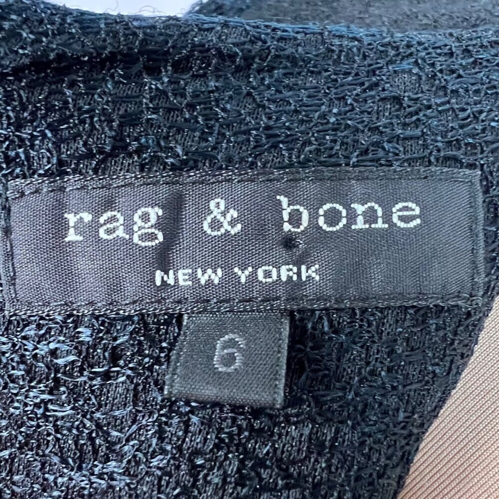 Rag & Bone Black Tweed & Mesh Mini Sheath Dress 6 Classic Exposed Full Back Zip - Picture 9 of 9